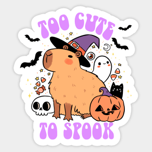 Too cute to spook cute capybara ready for halloween Sticker